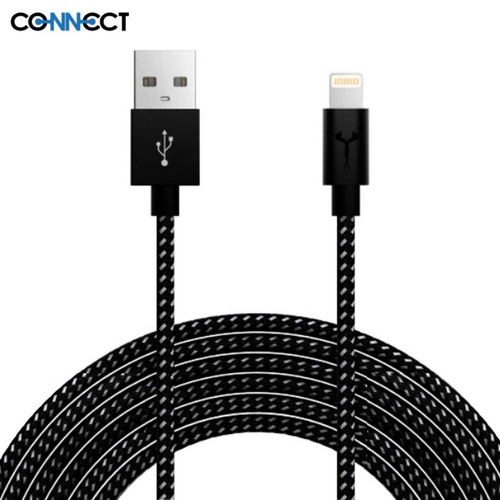 Câble Data USB vers Lightning CONNECT MFI (1m) Noir - RM34 Repair Mobile Béziers