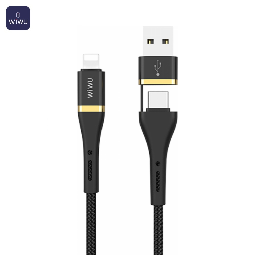 Câble Data Multi Wiwu USB + USB-C vers Lightning (1.2m) ED-105 Noir