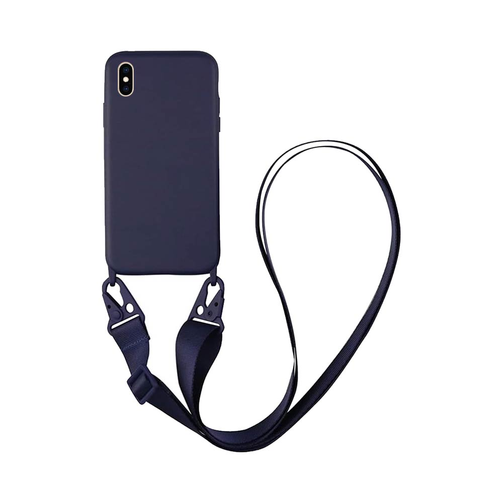 Coque avec Bandoulière Apple iPhone X & XS Bleu Marine