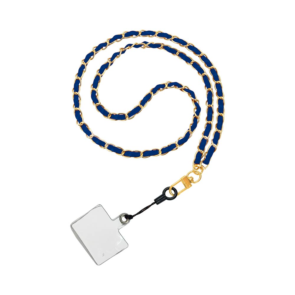 Tour de Cou Universel pour Smartphone en Cuir PU A16 Bleu Marine