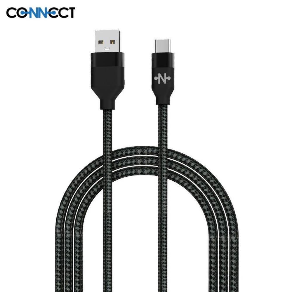 Câble Data USB vers USB-C CONNECT MC-CCN8 Nylon Tressé 15W (2m) Noir