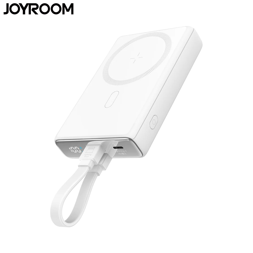 Batterie Externe Power Bank Sans Fil Magnétique JOYROOM JR-PBM01 10000mAh 20W (avec Câble Lightning vers USB-C) Blanc