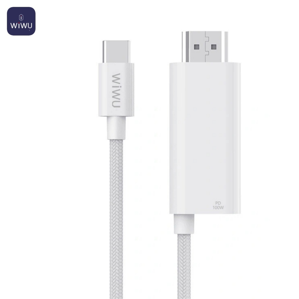 Câble USB-C Mâle vers HDMI Wiwu Mâle 4K 1,8m - WI-PS001 - Blanc