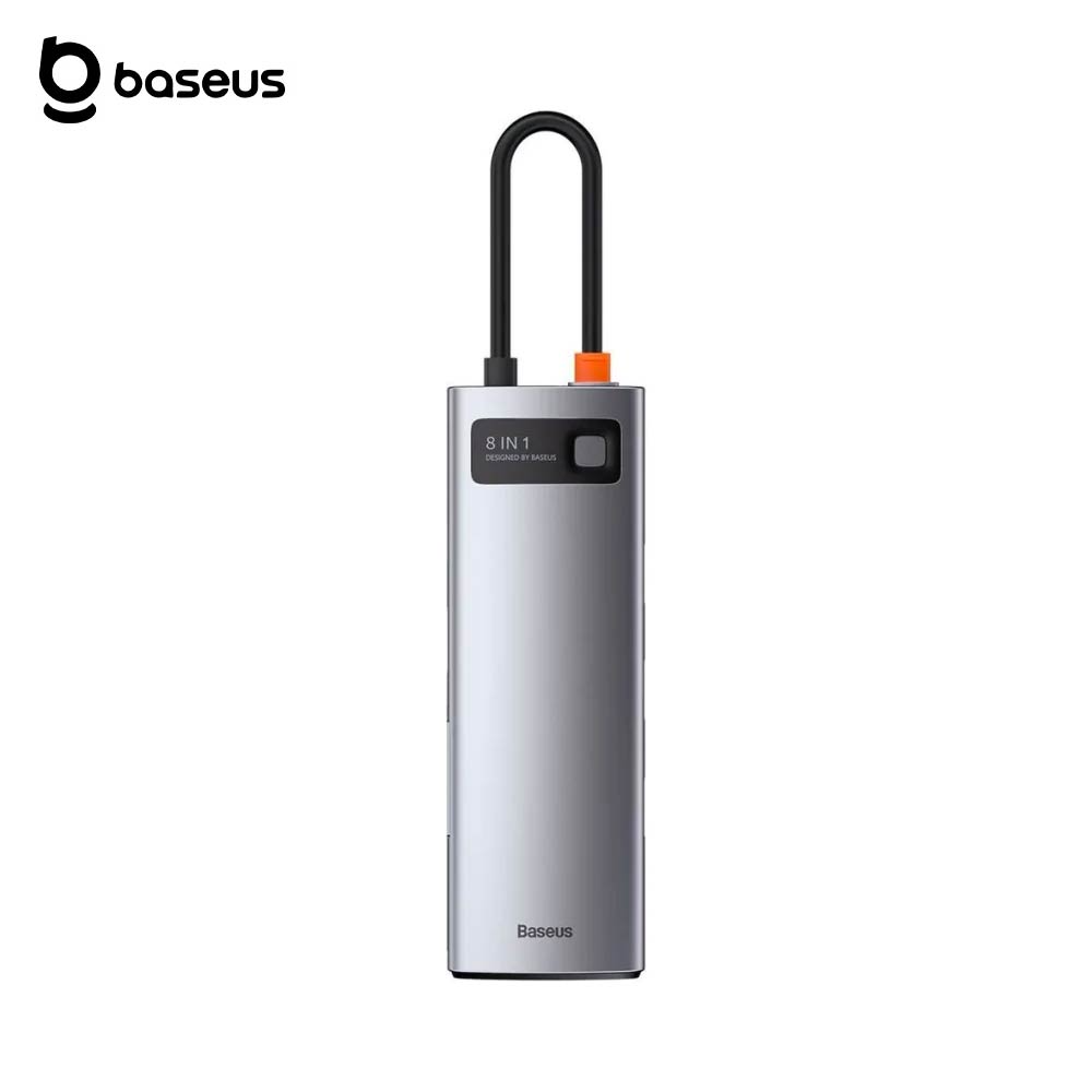 Hub Baseus USB-C (8-en-1) vers HDMI 4K + Ethernet RJ45 + USB-C + USB 3.0 x3 + SD/TF(micro SD) - CAHUB-CV0G