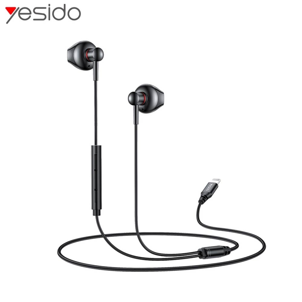 Écouteurs Filaires Lightning Yesido YH48 (sans Bluetooth) Noir
