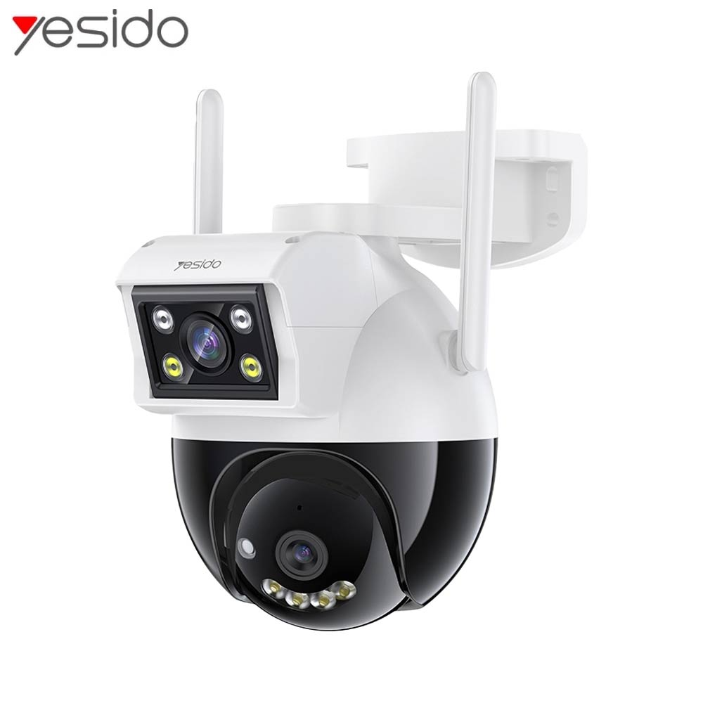 Caméra de Surveillance IA Extérieure Yesido KM12 Dual Camera 2x 2MP Wi-Fi Pan & Tilt Camera Two-way Talk Blanc