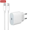 Chargeur Rapide Secteur USB-C d-power J8542 20W avec Câble Data USB-C vers Lightning (1m) Blanc