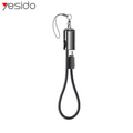Câble Data USB-C vers USB-C Yesido CA177 Porte Clé Charge Rapide 60W Noir