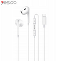 Écouteurs Filaires Lightning Yesido YH51 Appels HD Blanc