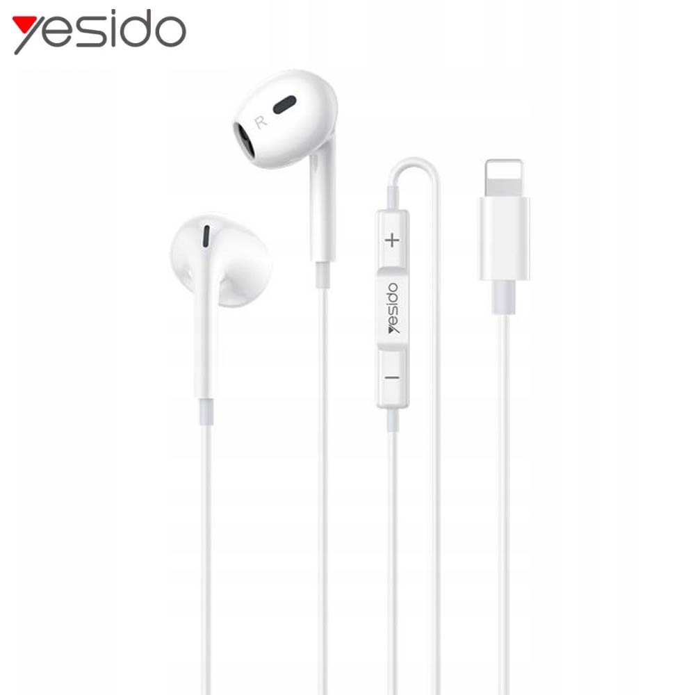 Écouteurs Filaires Lightning Yesido YH51 Appels HD Blanc