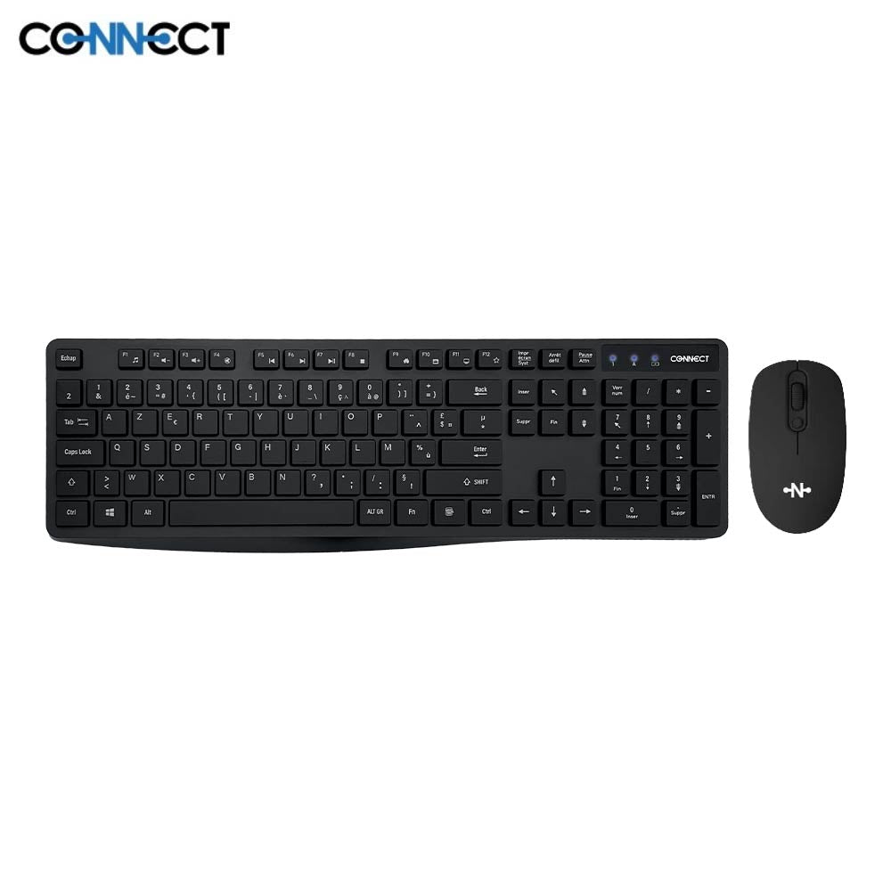 Clavier et Souris sans Fil CONNECT - MC-SSFN01/ MC-CSFN01 (AZERTY) - Noir