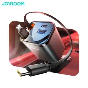 Chargeur Allume-Cigare JOYROOM JR-CCL05 4 en 1 (avec Câble Rétractable USB-C + Lightning) 50W Gris Foncé