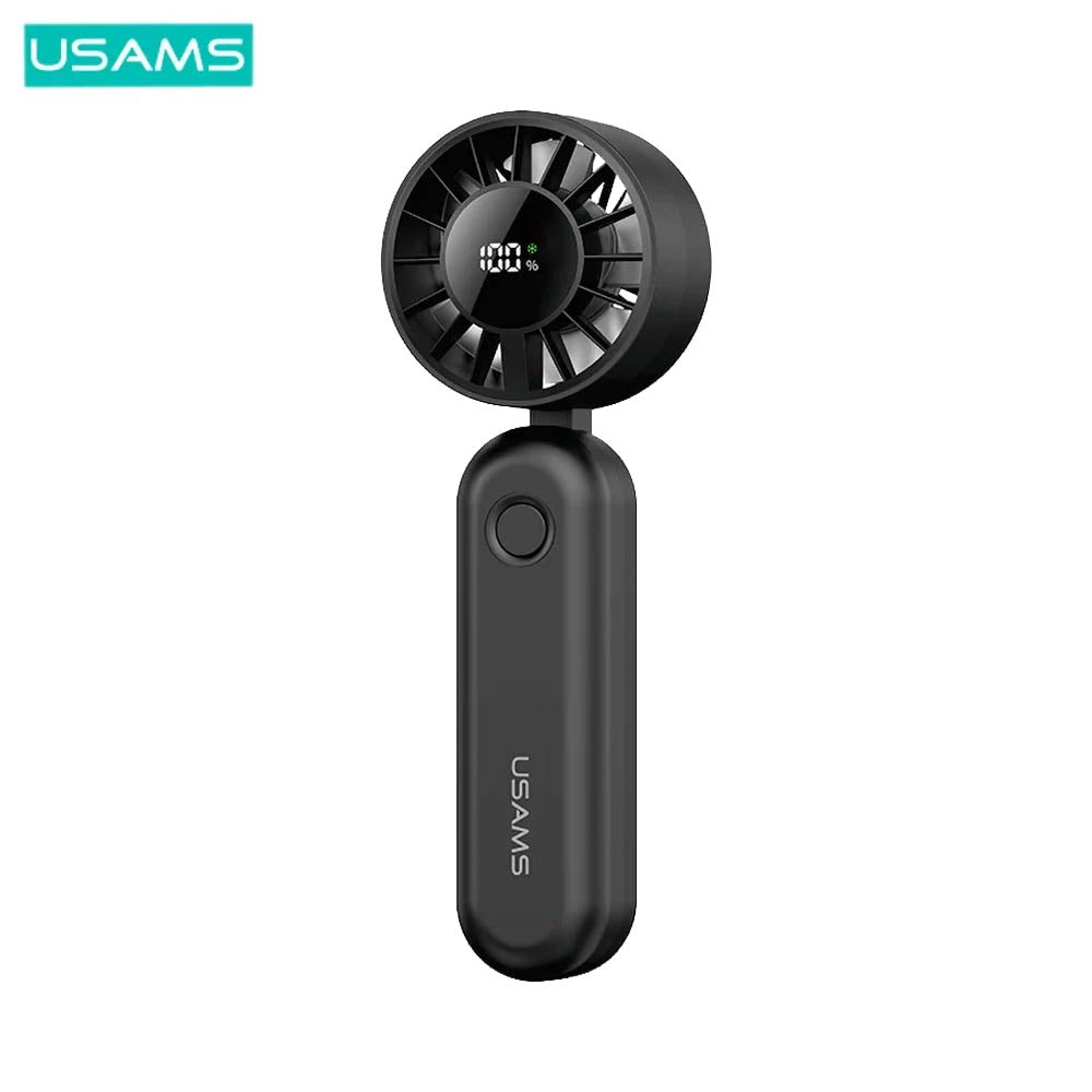Mini Ventilateur Portable Usams Pliable à Affichage Numérique 1200mAh Noir