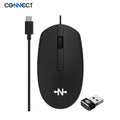 Souris Filaire CONNECT USB-C avec Adaptateur USB-C vers USB - MC-SFN01 - Noir
