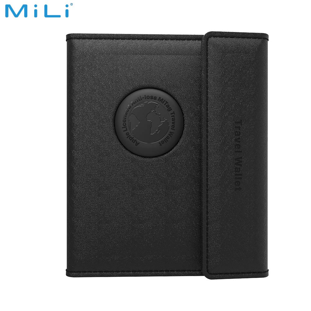 Traceur GPS MILI MiBook Travel Wallet Étui Passeport avec MiTag Intégrée Android Google Find Hub Noir
