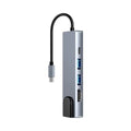 Hub USB-C (5-en-1) vers HDMI 4K + Ethernet RJ45 + USB-C + USB-A x2 - Gris