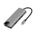 Hub USB-C (8-en-1) vers HDMI 4K + Ethernet RJ45 + USB-C + USB 3.0 x2 + VGA + SD/TF(micro SD) - Gris