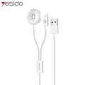 Câble de Charge Montre Connectée Yesido DS35 USB vers Lightning 12W + Pad de Charge 2.5W Blanc