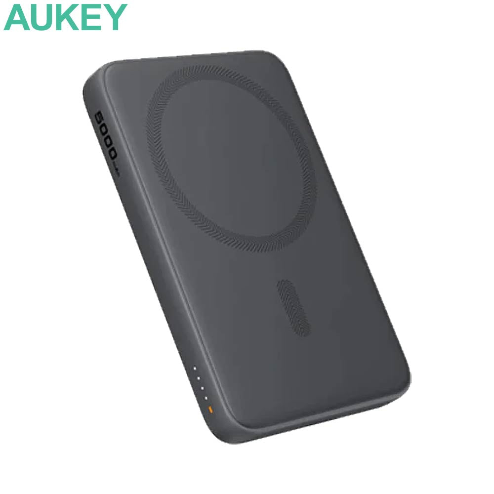 Batterie Externe Power Bank Sans Fil Magnétique AUKEY avec Câble USB-C vers USB-C 30cm PB-MS03 5000mAh 20W Gris