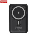 Batterie Externe Power Bank Sans Fil Magnétique d-power avec Câbles USB-C + Lightning + Micro USB + USB-A P8285 10000mAh 22.5W Noir