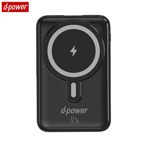 Batterie Externe Power Bank Sans Fil Magnétique d-power avec Câbles USB-C + Lightning + Micro USB + USB-A P8285 10000mAh 22.5W Noir
