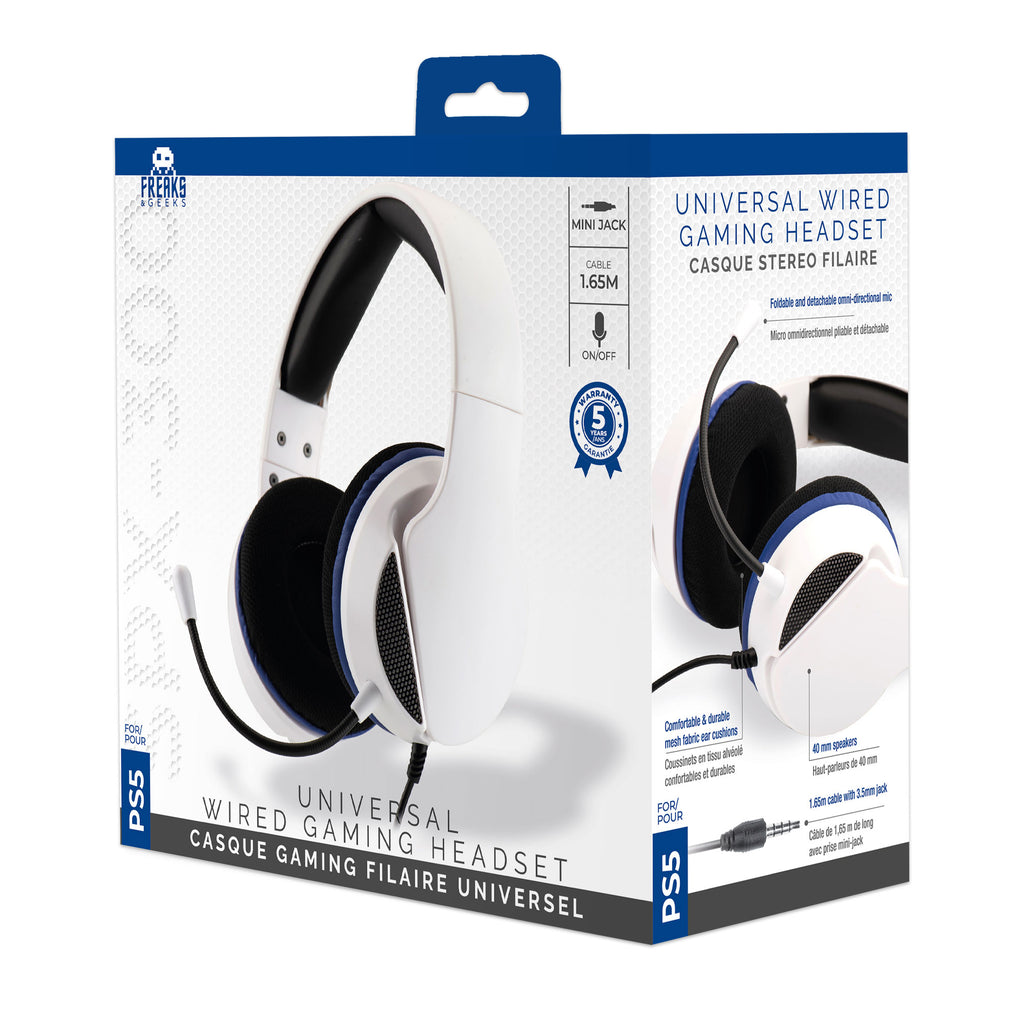 Freaks & Geeks – Casque Gaming Filaire SPX-300 Universel PS5 – Blanc & Noir