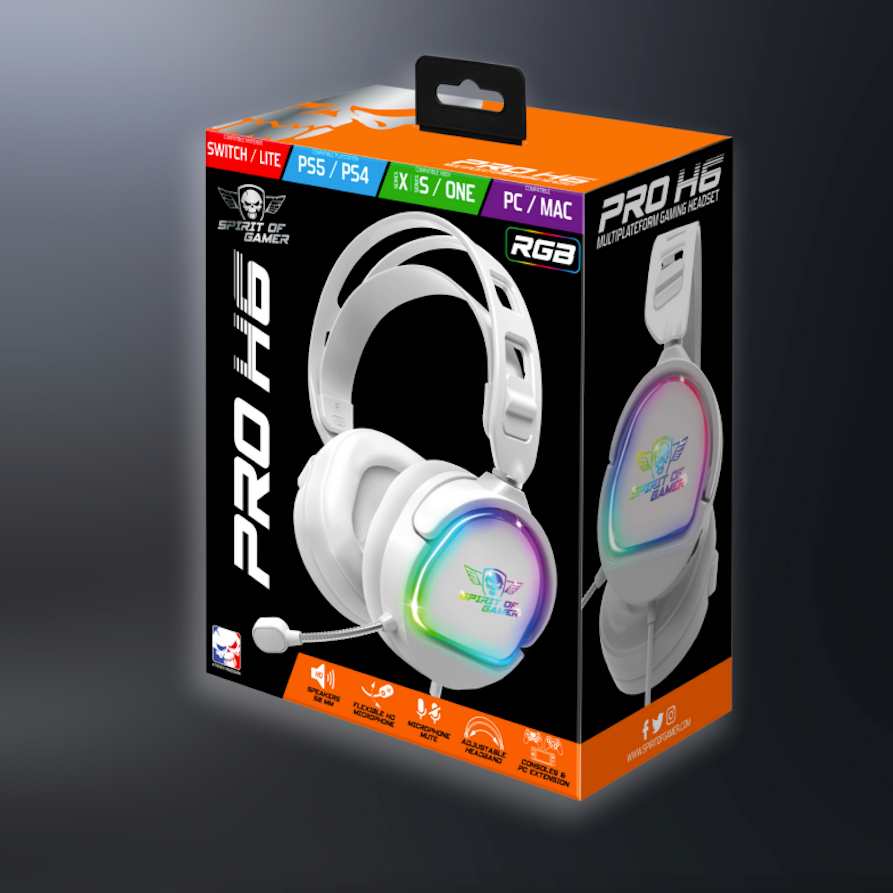 Spirit of Gamer – Casque PRO H6 LED Rainbow RGB – PS4 / PS5 / Xbox / Switch / PC – Noir