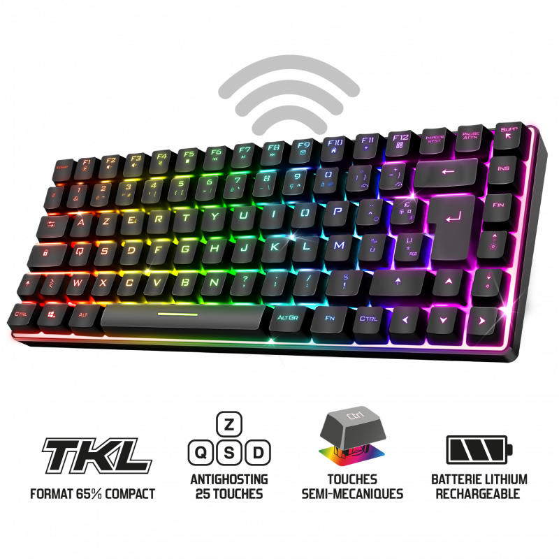 Clavier Sans Fil Gamer ELITE-K70 – RGB TKL 65% Compact