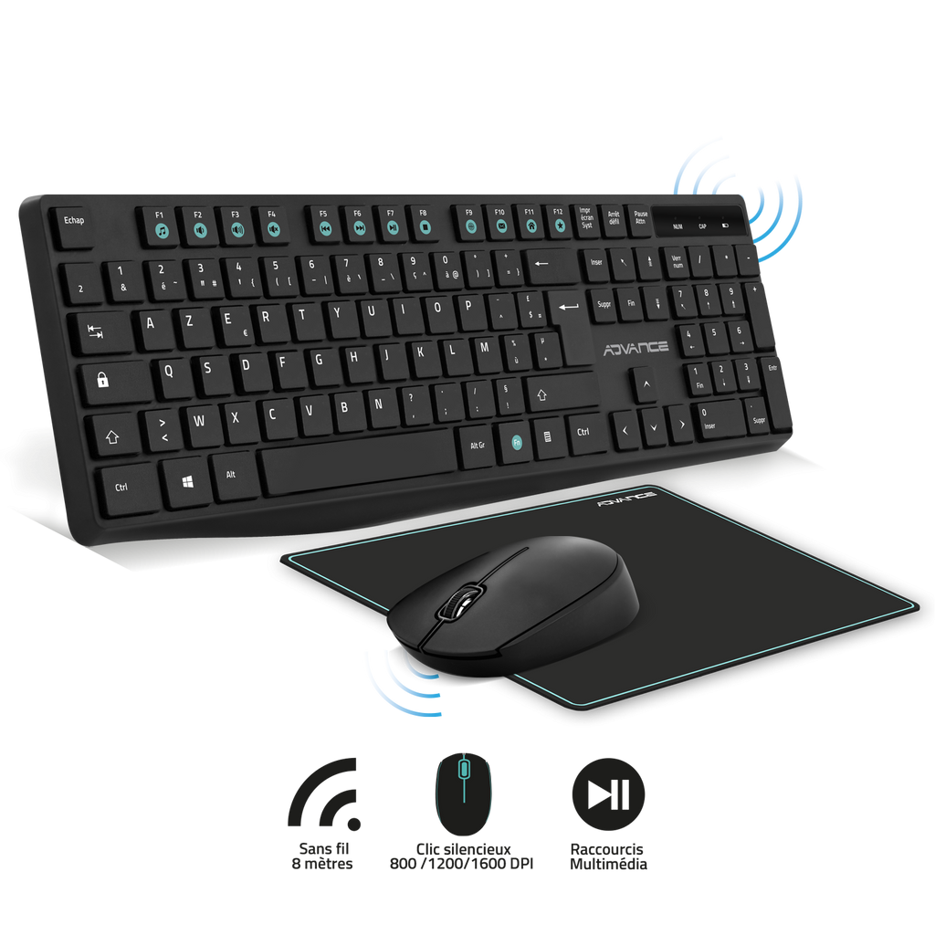 Pack Clavier + Souris Gamer Sans Fil AZERTY