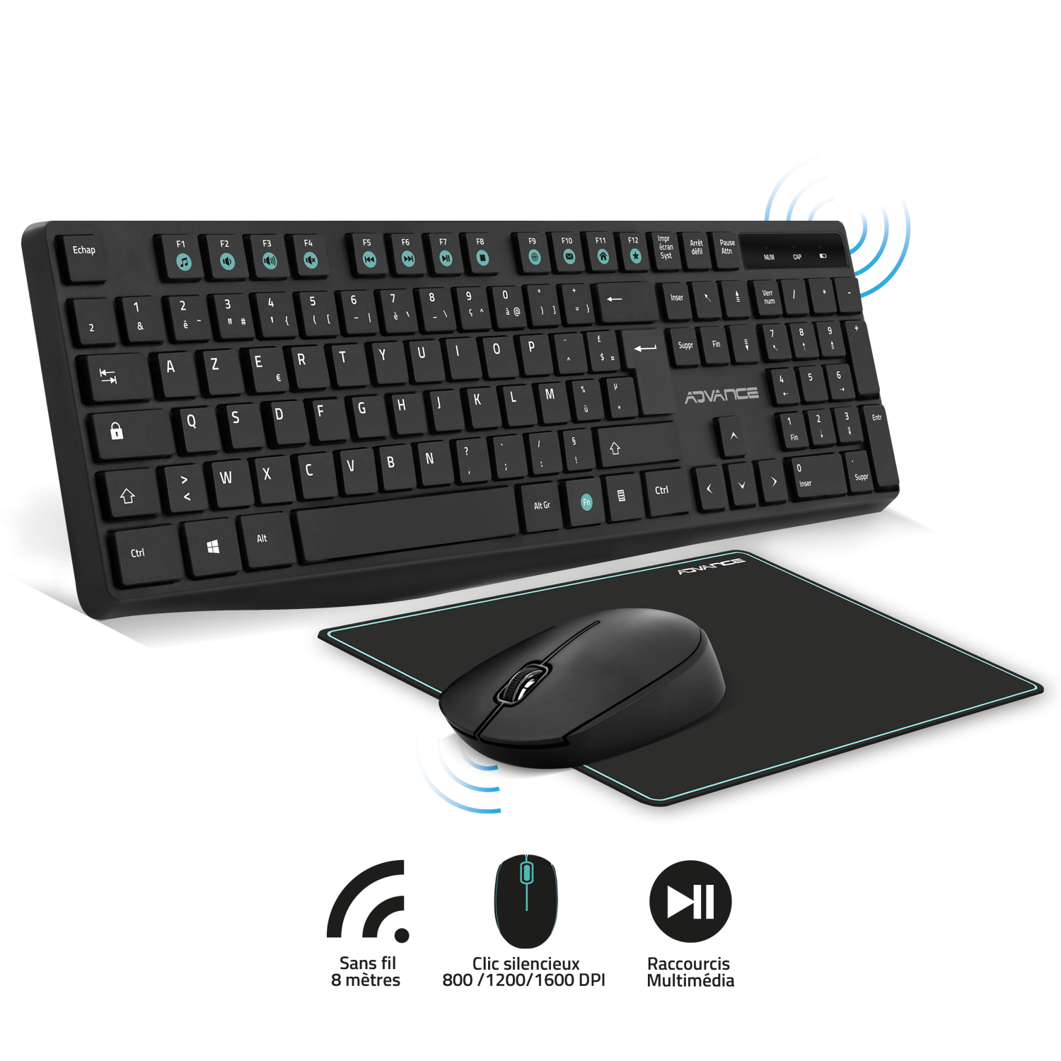 Pack Clavier + Souris Gamer Sans Fil AZERTY