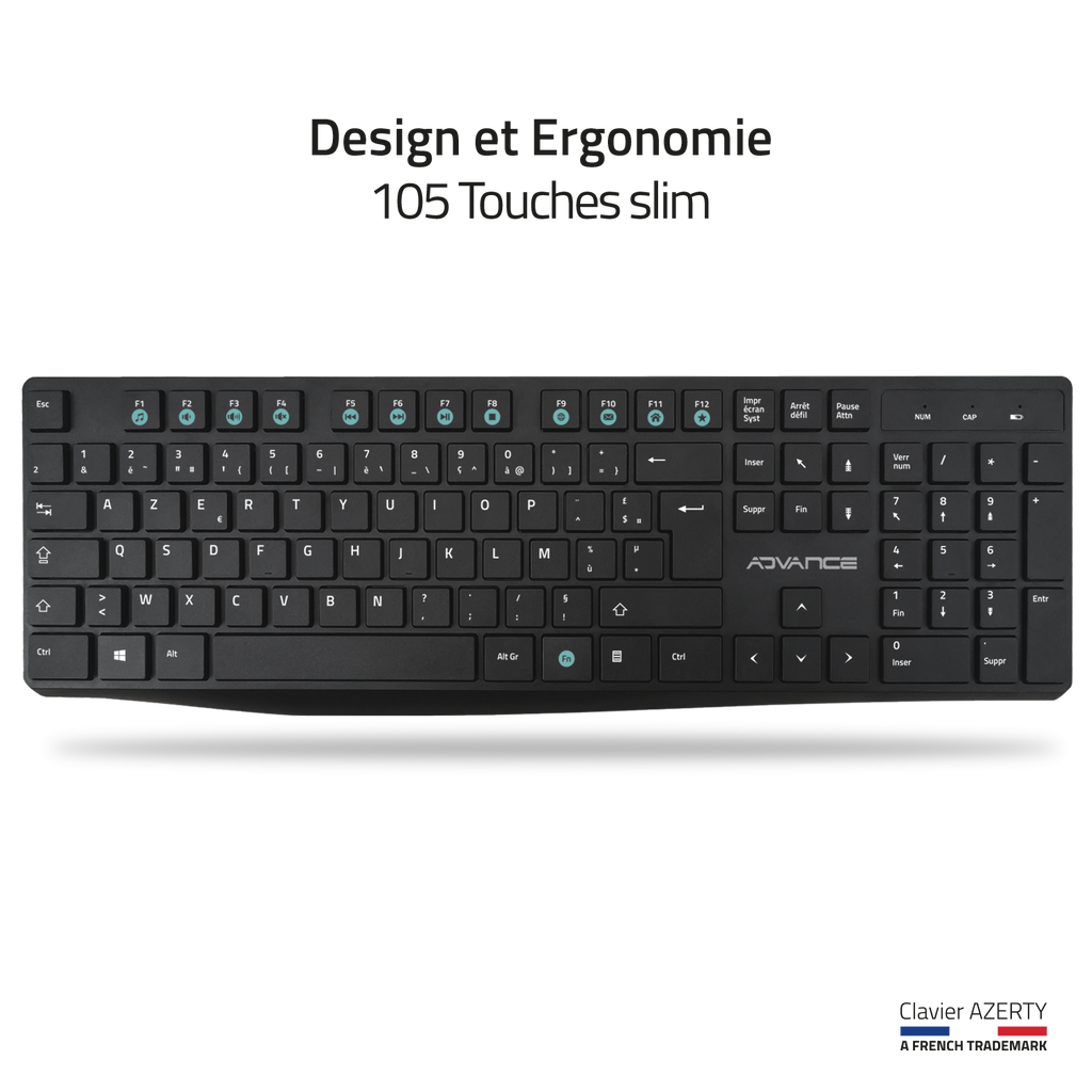 Pack Clavier + Souris Gamer Sans Fil AZERTY
